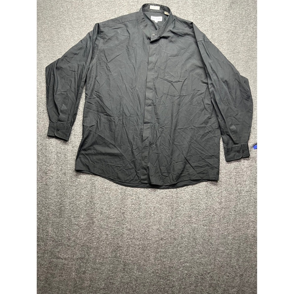 Lucasini Shirt Mens 18 34-35 Black Band Hidden Placket Single Needle Tailor